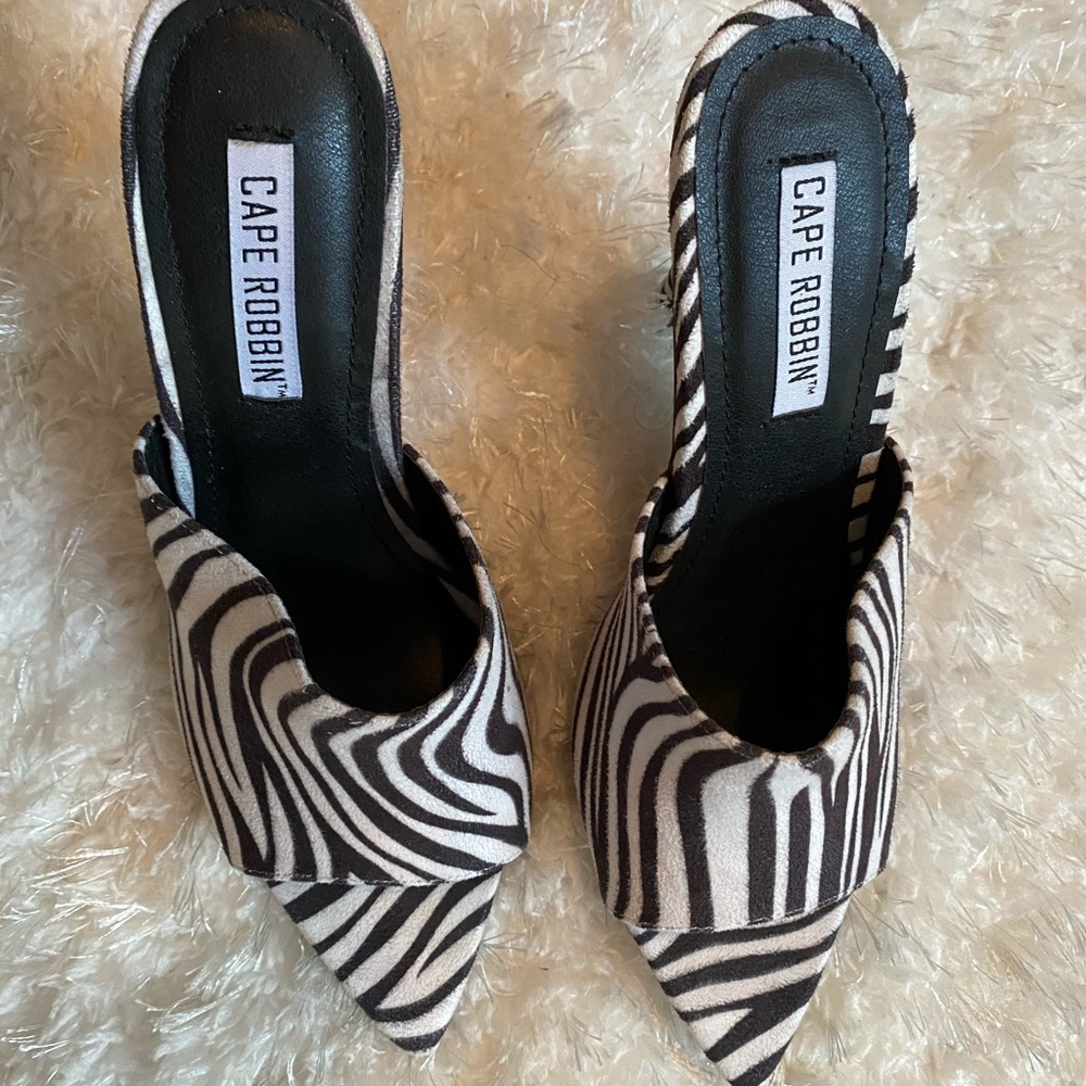 Open Pointed Toe Zebra Print Heels - Never Worn! - image 2
